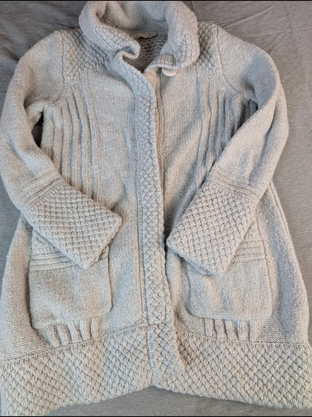 prAna Eslin Cardigan Knit Sweater Women's S Snap Button Pockets  Bone White‎